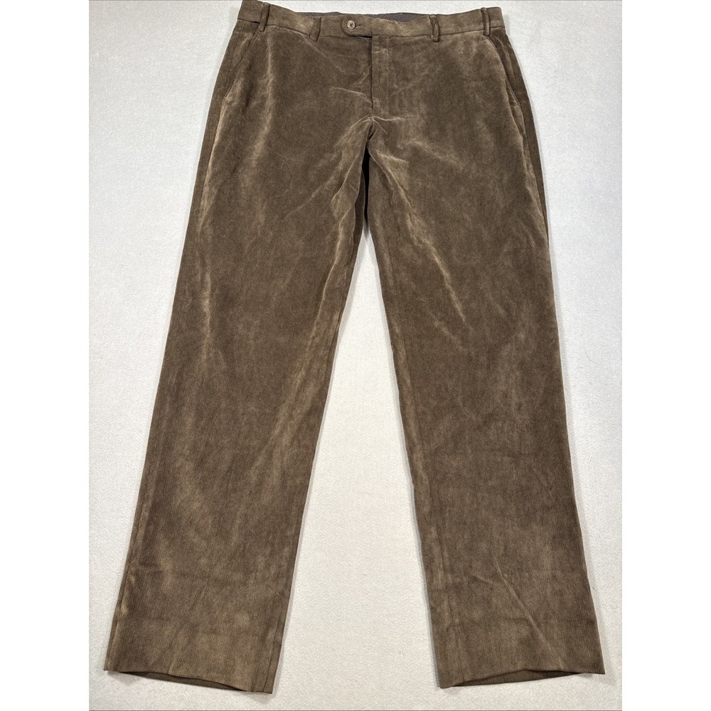 Pronto Uomo Platinum Pants Mens 40 Brown Corduroy Stretch Dress Slacks Office